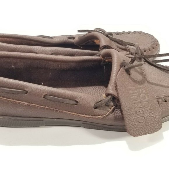 Minnetonka Moccasin 392 Chocolate Moosehide Fringe - Picture 4 of 10